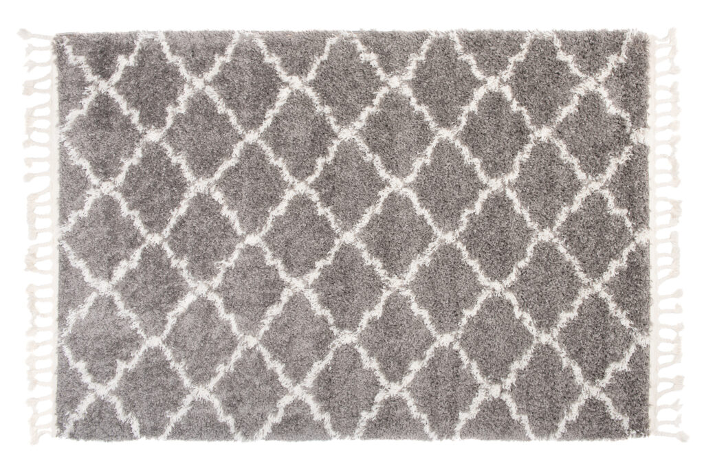 Vloerkleed Boho met Franjes Grijs Trellis Hoogpolig