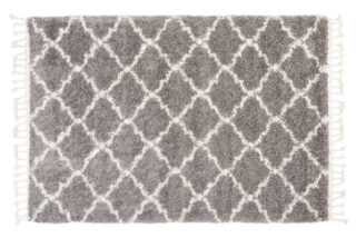 Vloerkleed Boho met Franjes Grijs Trellis Hoogpolig