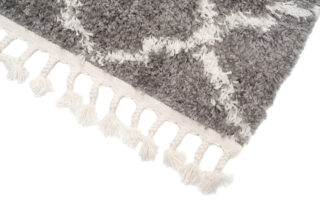 Vloerkleed Boho met Franjes Grijs Trellis Hoogpolig