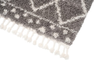 Vloerkleed Boho met Franjes Grijs Geruit Stippen Hoogpolig