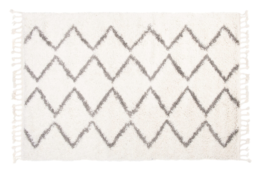 Vloerkleed Boho met Franjes Creme Zigzag Hoogpolig