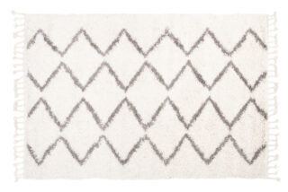 Vloerkleed Boho met Franjes Creme Zigzag Hoogpolig