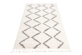 Vloerkleed Boho met Franjes Creme Zigzag Hoogpolig