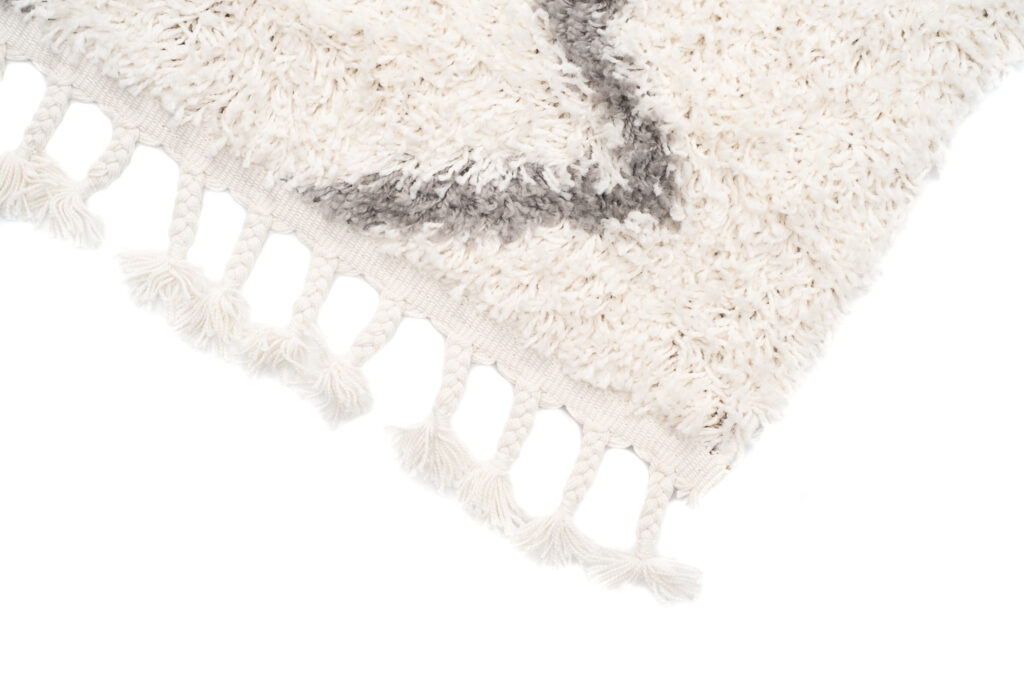 Vloerkleed Boho met Franjes Creme Zigzag Hoogpolig