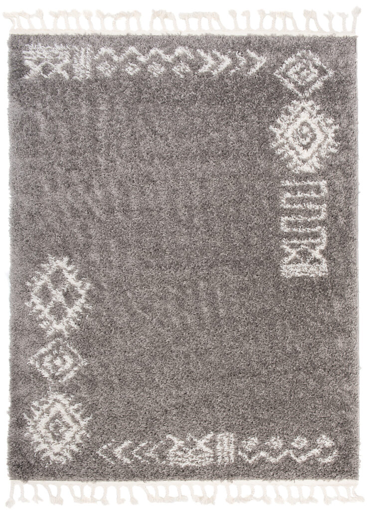Vloerkleed Boho met Franjes Grijs Ethno Hoogpolig
