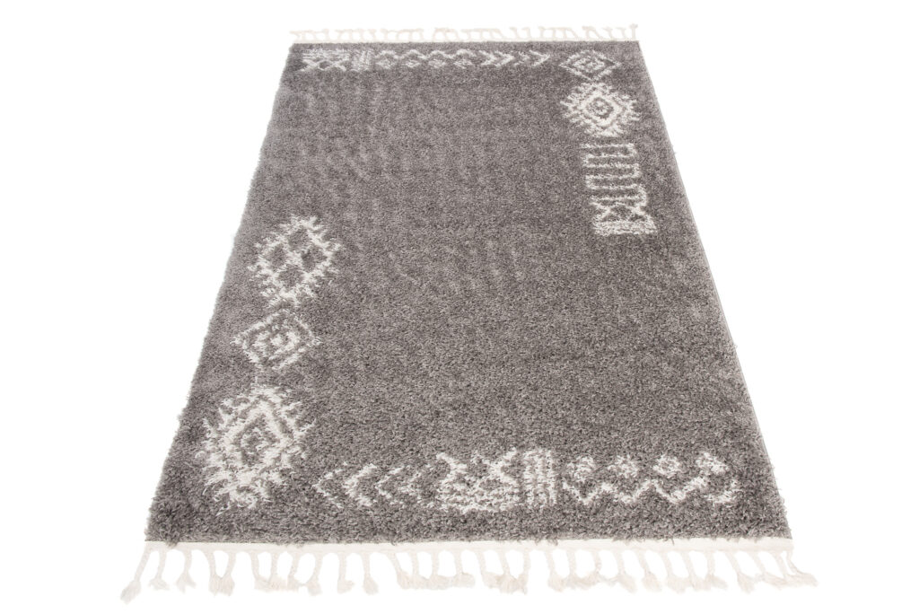 Vloerkleed Boho met Franjes Grijs Ethno Hoogpolig