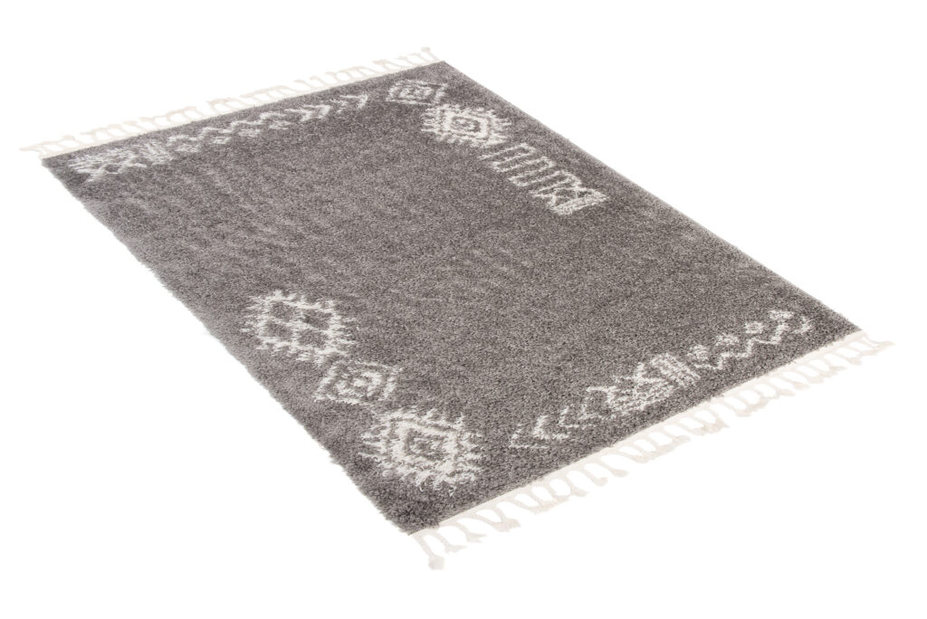 Vloerkleed Boho met Franjes Grijs Ethno Hoogpolig