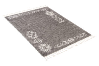 Vloerkleed Boho met Franjes Grijs Ethno Hoogpolig