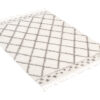 Vloerkleed Boho met Franjes Creme Geruit Stippen Hoogpolig