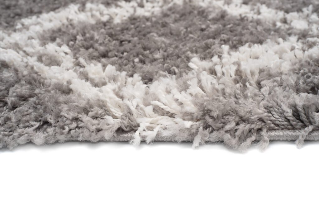 Vloerkleed Boho met Franjes Grijs Geruit Hoogpolig