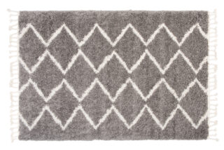 Vloerkleed Boho met Franjes Grijs Zigzag Hoogpolig