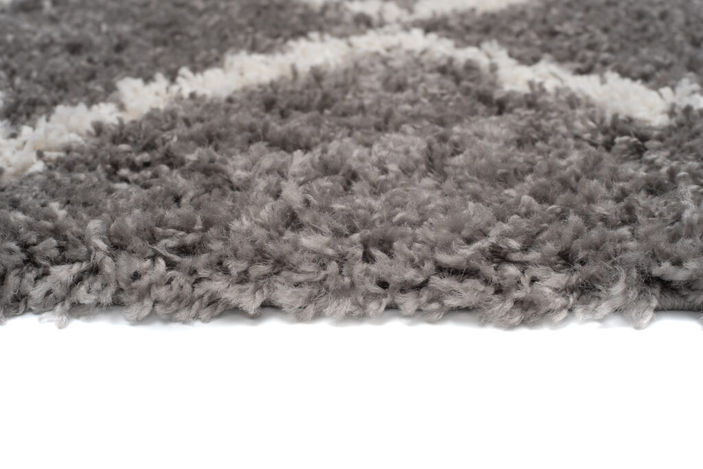 Vloerkleed Boho met Franjes Grijs Zigzag Hoogpolig