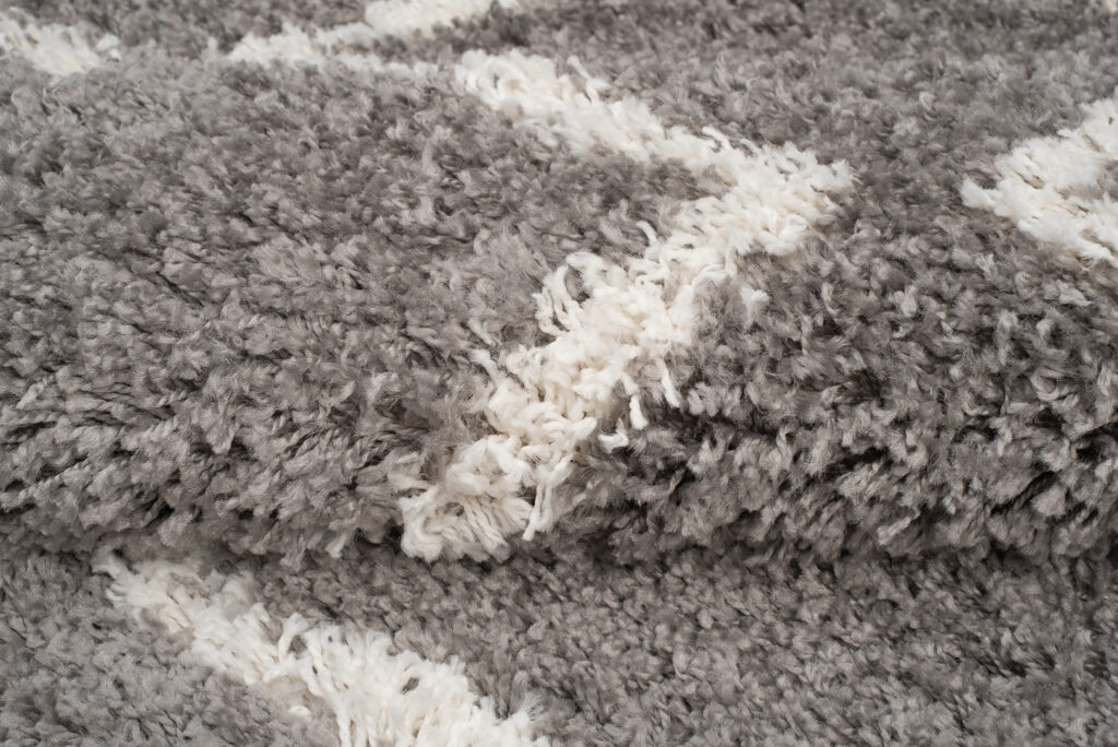 Vloerkleed Boho met Franjes Grijs Zigzag Hoogpolig