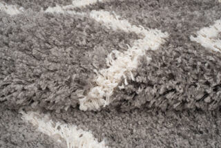 Vloerkleed Boho met Franjes Grijs Zigzag Hoogpolig