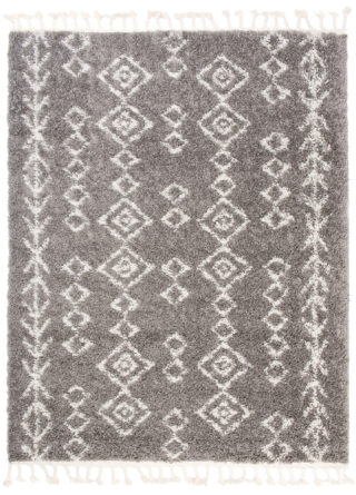 Vloerkleed Boho met Franjes Grijs Geometrisch Hoogpolig