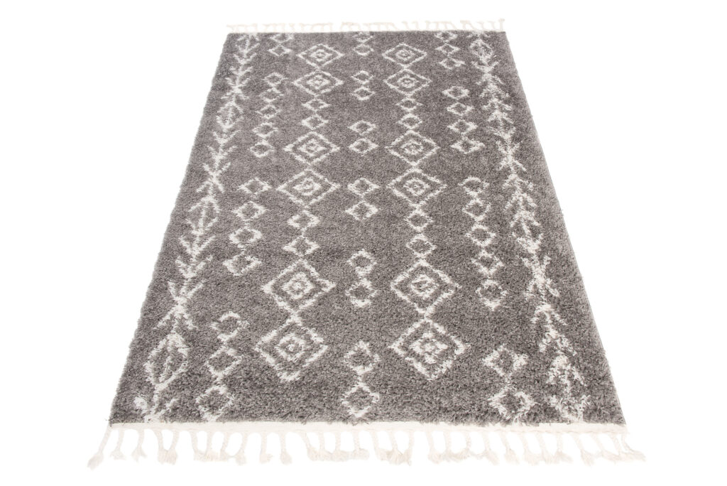 Vloerkleed Boho met Franjes Grijs Geometrisch Hoogpolig