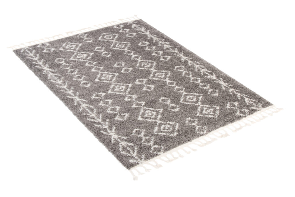 Vloerkleed Boho met Franjes Grijs Geometrisch Hoogpolig
