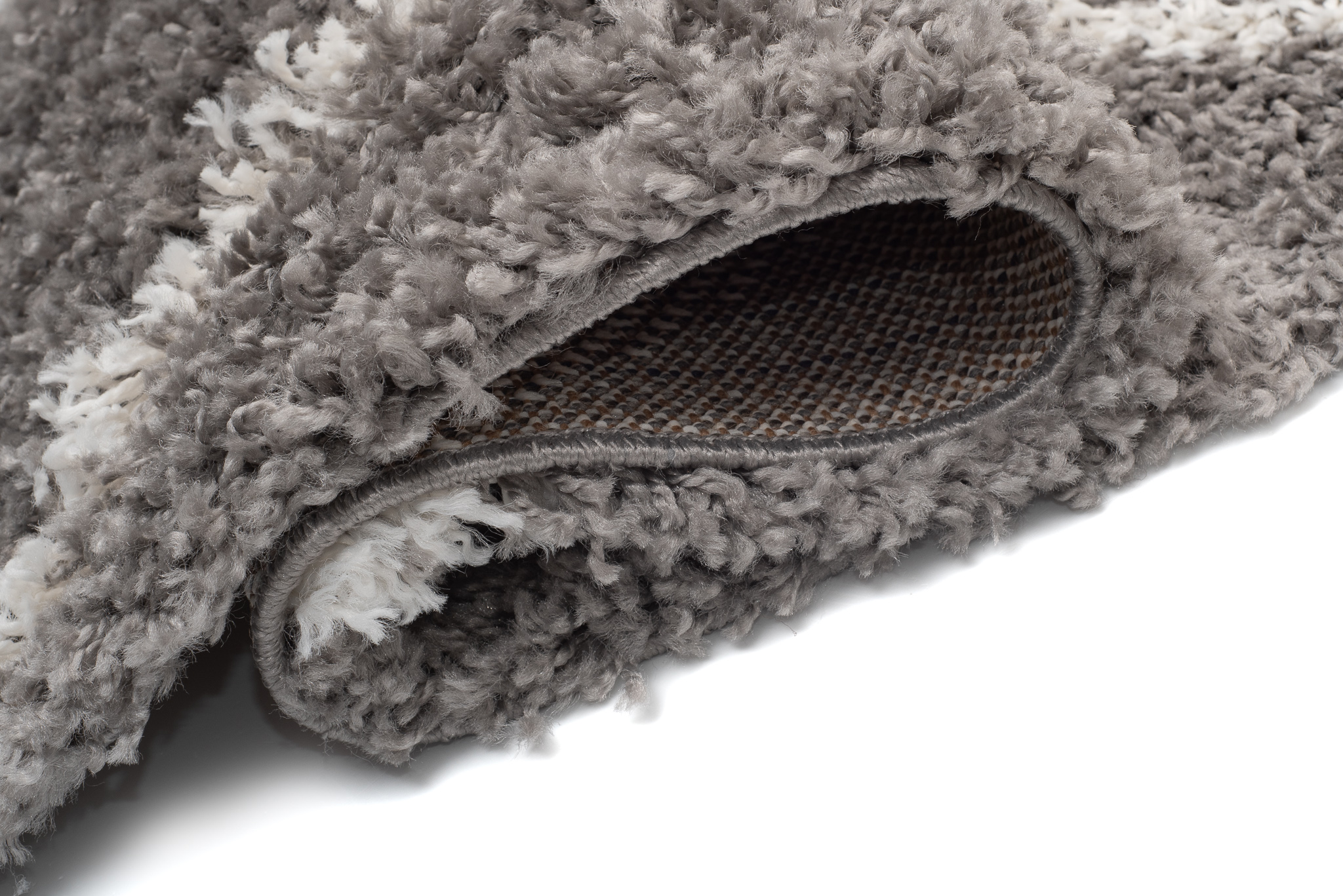 Vloerkleed Boho met Franjes Grijs Ruiten Hoogpolig