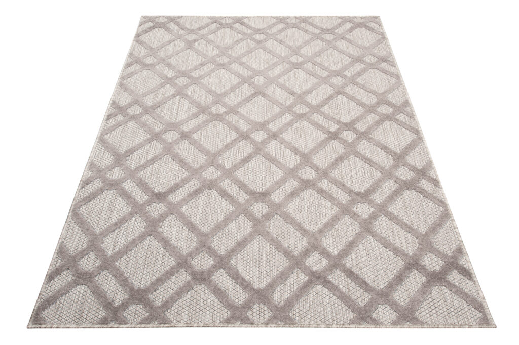Buitenkleed Patio Beige Grijs Ruitpatroon