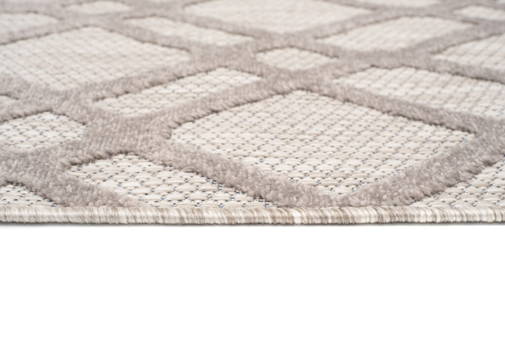 Buitenkleed Patio Beige Grijs Ruitpatroon