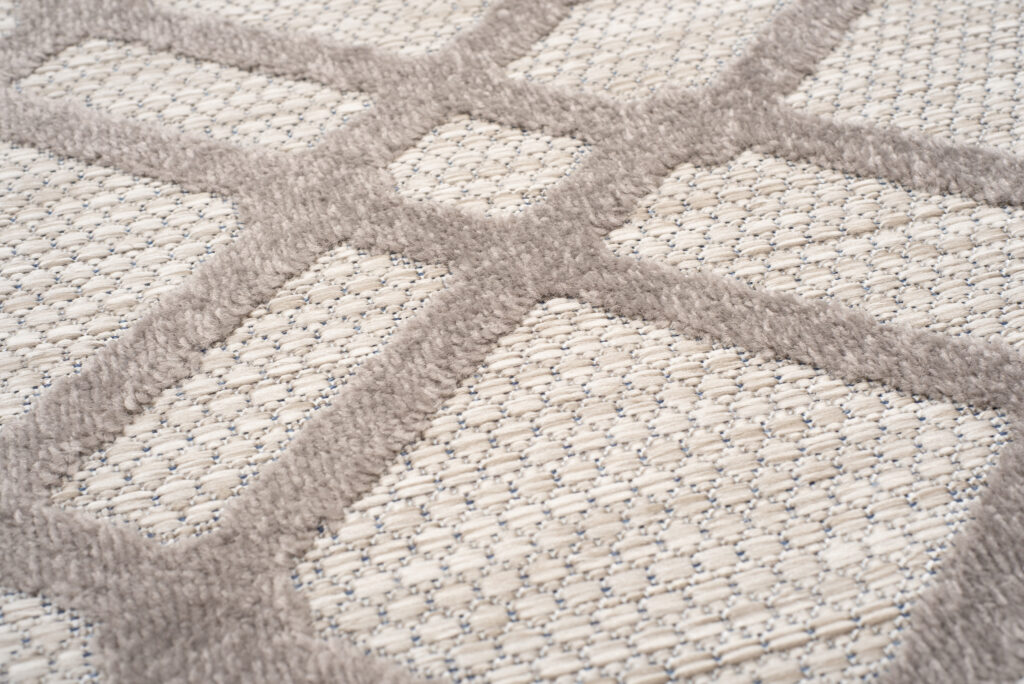 Buitenkleed Patio Beige Grijs Ruitpatroon