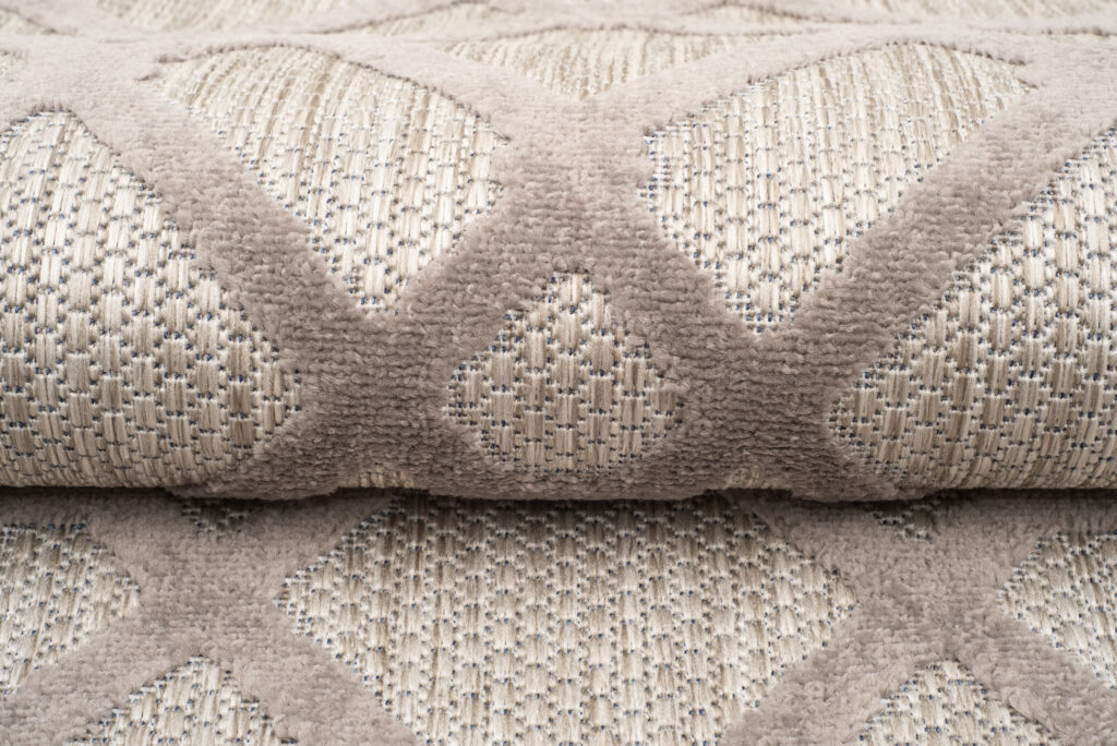 Buitenkleed Patio Beige Grijs Ruitpatroon