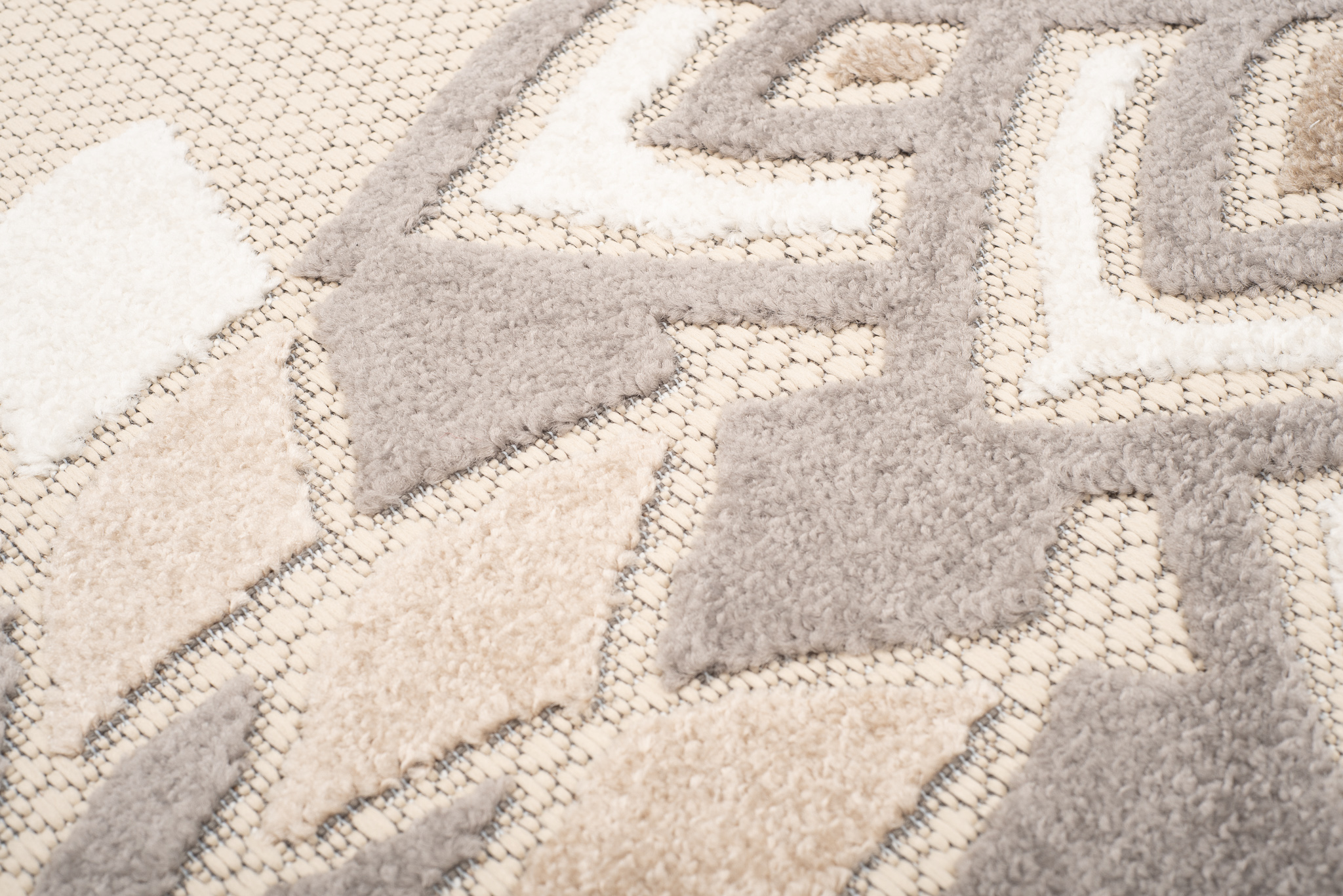 Vloerkleed Buitenkleed Patio Creme Grijs Bloemen