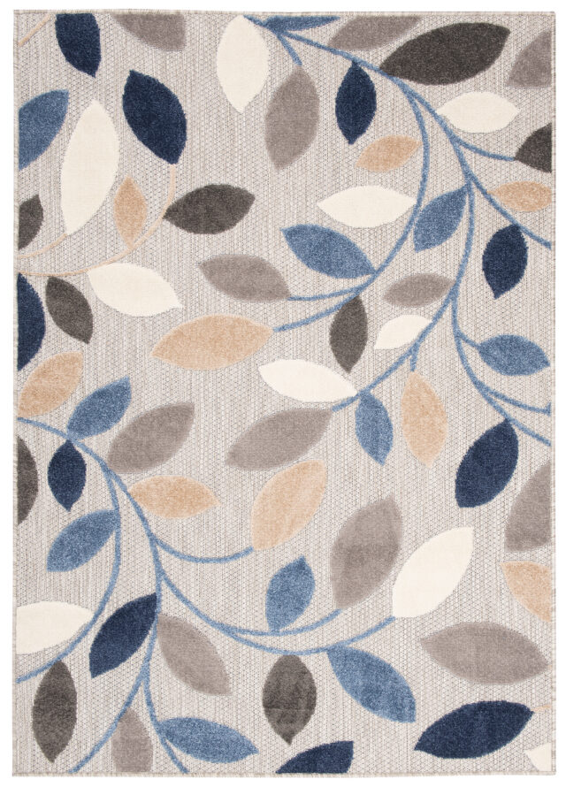 Buitenkleed Patio Grijs Blauw Bladeren