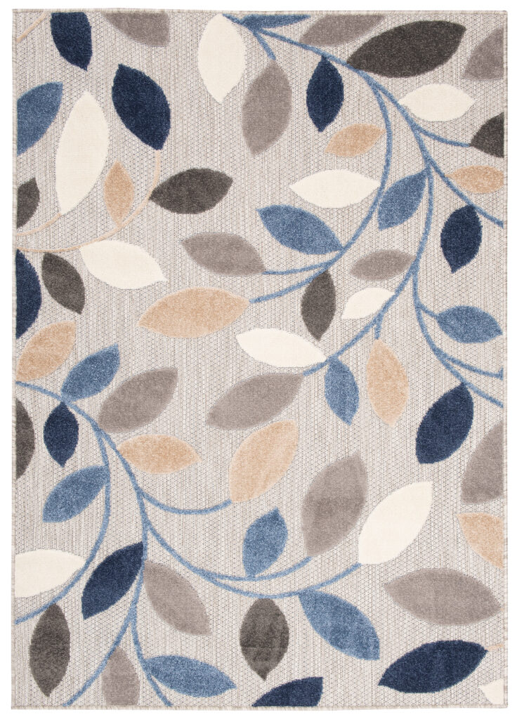 Buitenkleed Patio Grijs Blauw Bladeren
