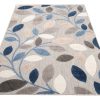 Vloerkleed Buitenkleed Patio Grijs Blauw Bladeren