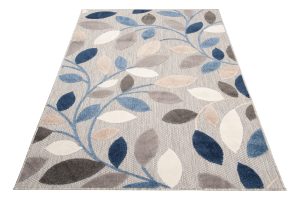 Vloerkleed Buitenkleed Patio Grijs Blauw Bladeren