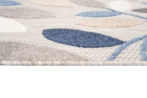Vloerkleed Buitenkleed Patio Grijs Blauw Bladeren