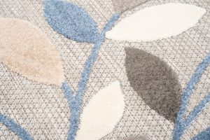 Vloerkleed Buitenkleed Patio Grijs Blauw Bladeren