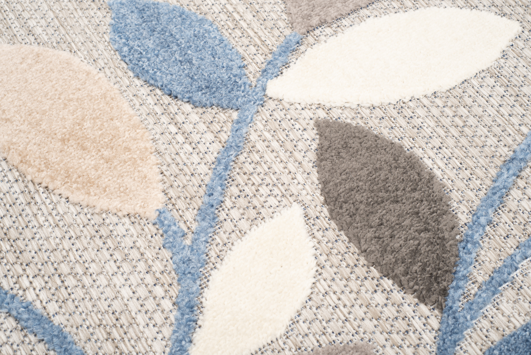 Vloerkleed Buitenkleed Patio Grijs Blauw Bladeren