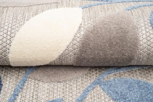 Vloerkleed Buitenkleed Patio Grijs Blauw Bladeren