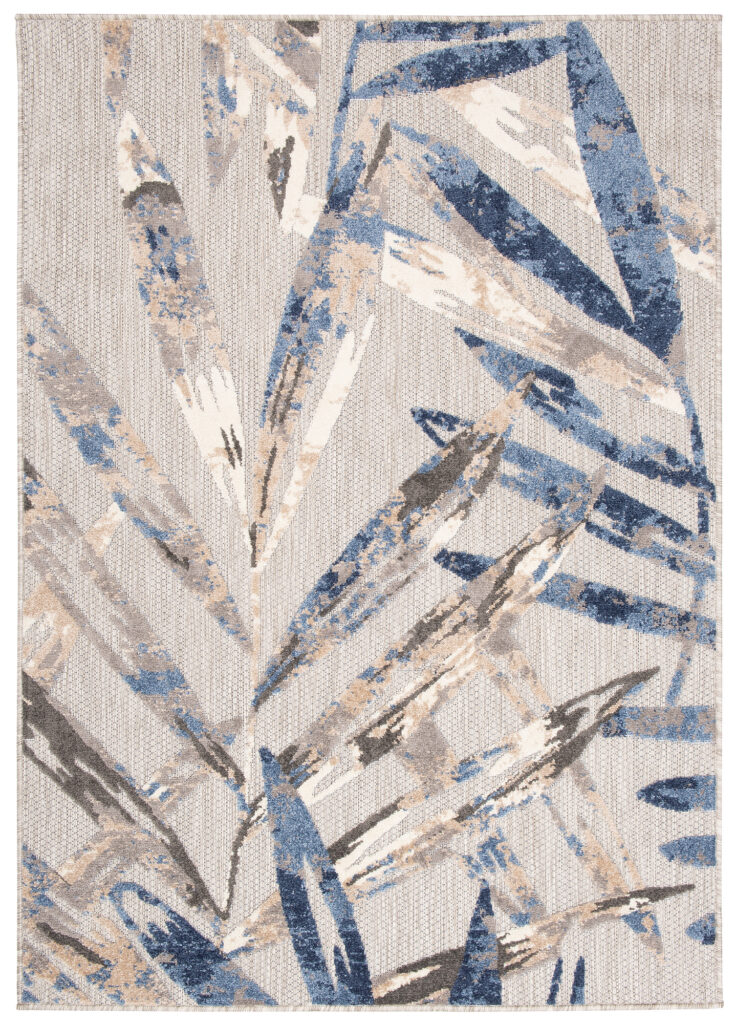 Buitenkleed Patio Grijs Blauw Bladeren