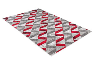Vloerkleed Maya Grijs Rood Abstract Zigzag