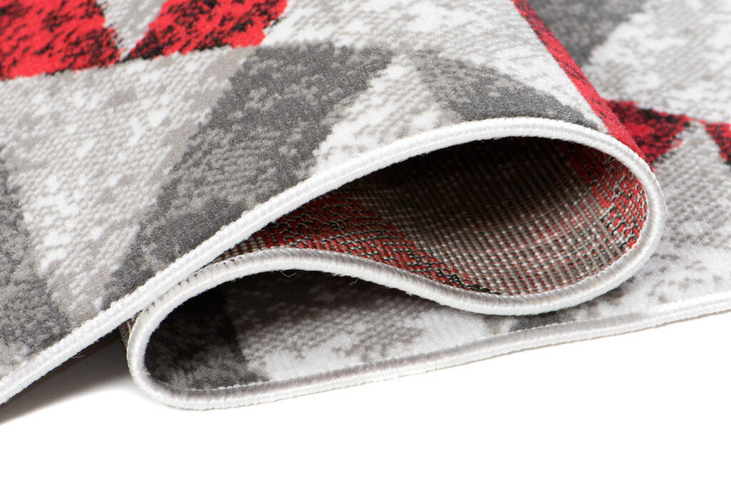 Vloerkleed Maya Grijs Rood Abstract Zigzag