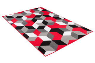 Vloerkleed Maya Grijs Rood Kubussen
