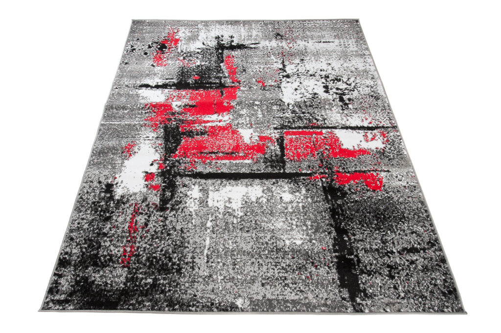 Vloerkleed Maya Grijs Rood Gewreven
