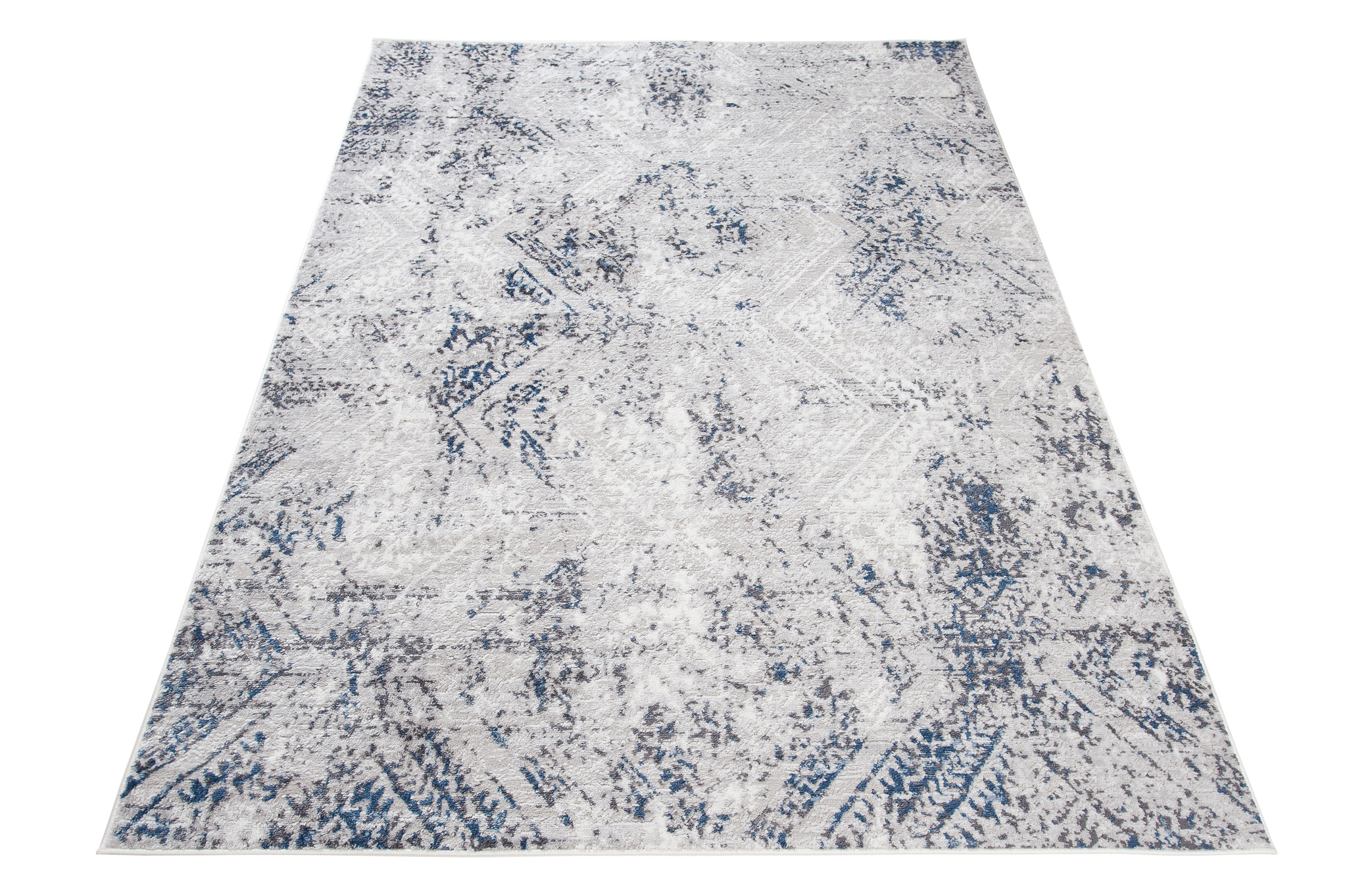 Vloerkleed Sky Blauw Creme Vintage Diamanten