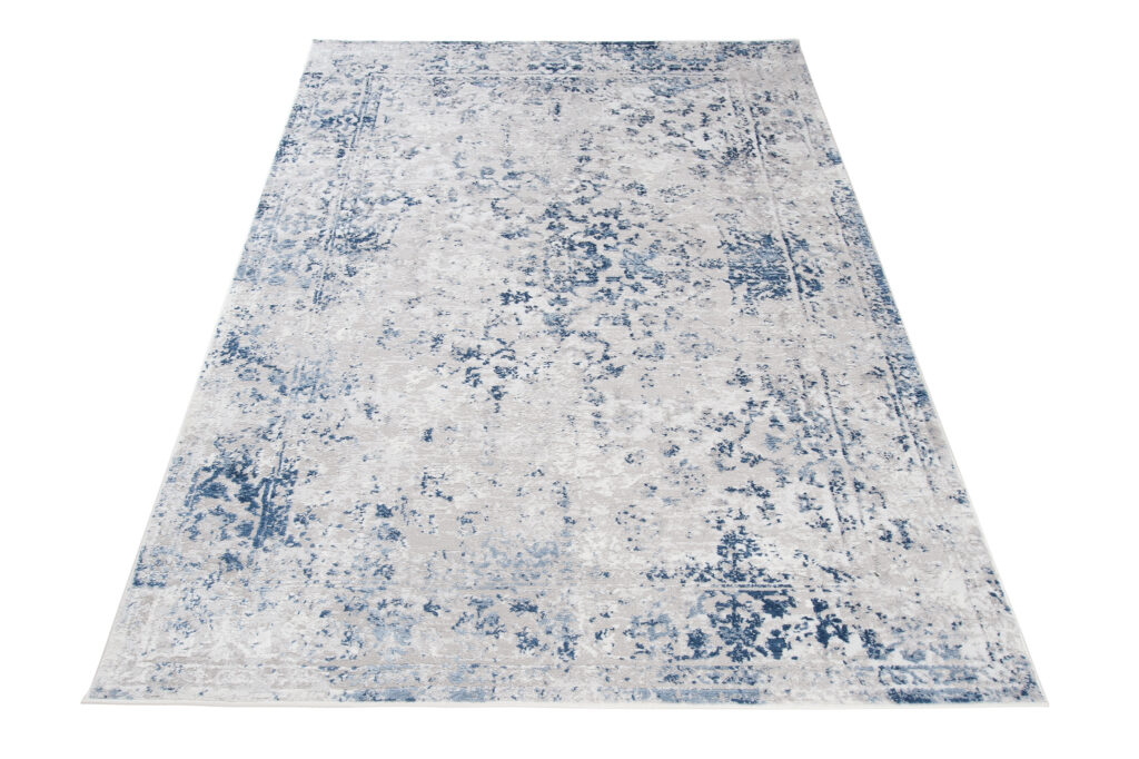Vloerkleed Sky Blauw Grijs Frame Ornamenten