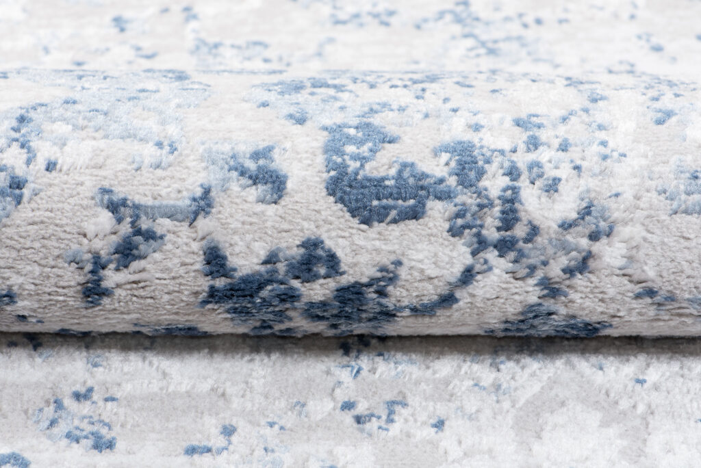 Vloerkleed Sky Blauw Grijs Frame Ornamenten