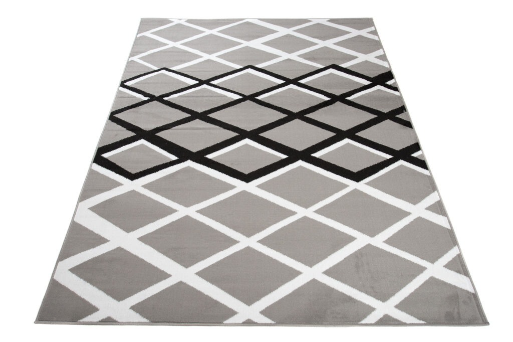 Vloerkleed Luxury Grijs Zwart Geometrisch Geruit
