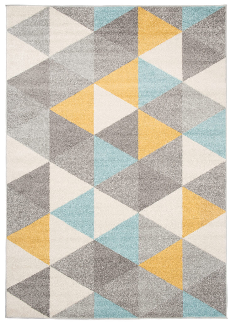 Vloerkleed Lazur Licht Grijs Veelkleurig Geometrisch Driehoeken