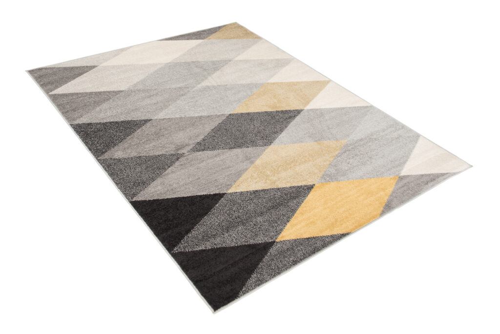 Vloerkleed Lazur Grijs Geel Geometrisch Kubus