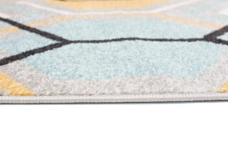 Vloerkleed Lazur Grijs Geel Blauw Geometrisch Kubus