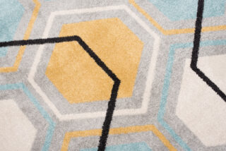 Vloerkleed Lazur Grijs Geel Blauw Geometrisch Kubus