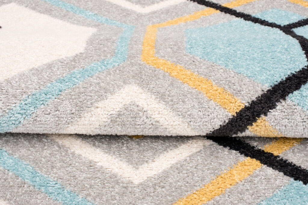 Vloerkleed Lazur Grijs Geel Blauw Geometrisch Kubus