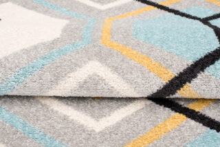 Vloerkleed Lazur Grijs Geel Blauw Geometrisch Kubus